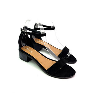 Qupid Alvarez Womens Size 6 Black Ankle Strap Open Toe Block Heeled Sandals